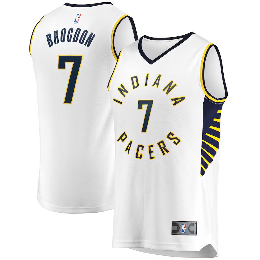 Men Indiana Pacers 7 Malcolm Brogdon Fanatics Branded White Fast Break Replica NBA Jersey